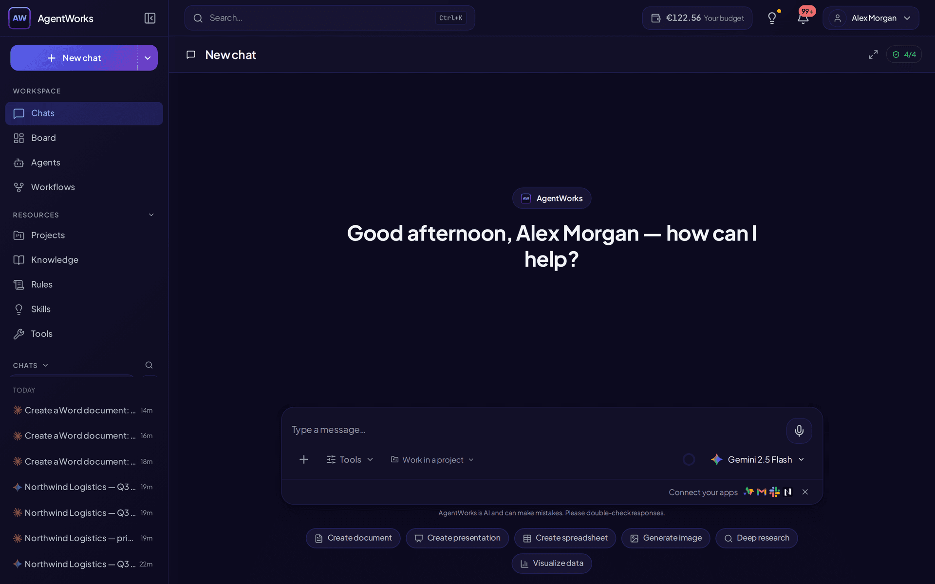 Tools in chat in AgentWorks