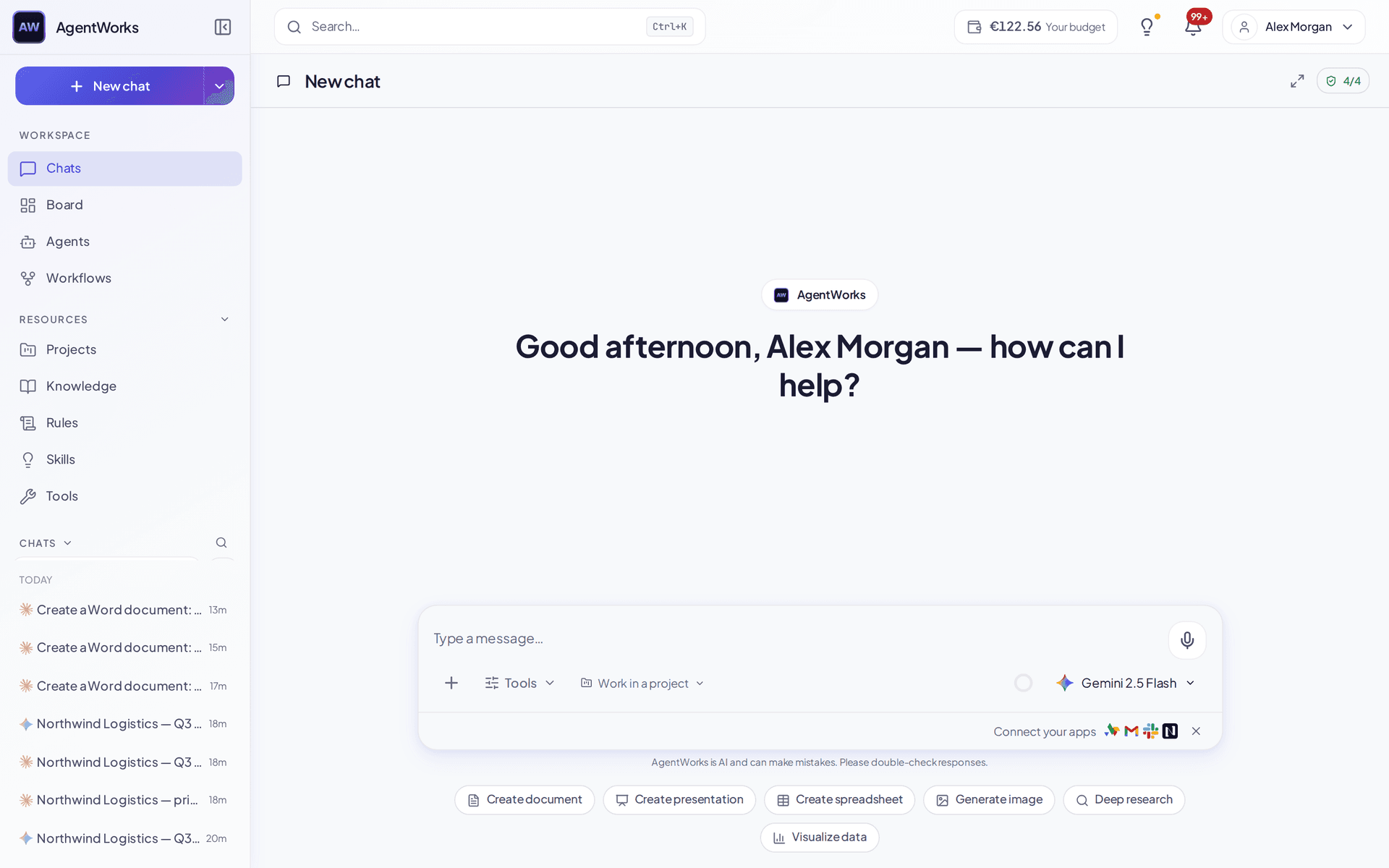Tools in chat in AgentWorks