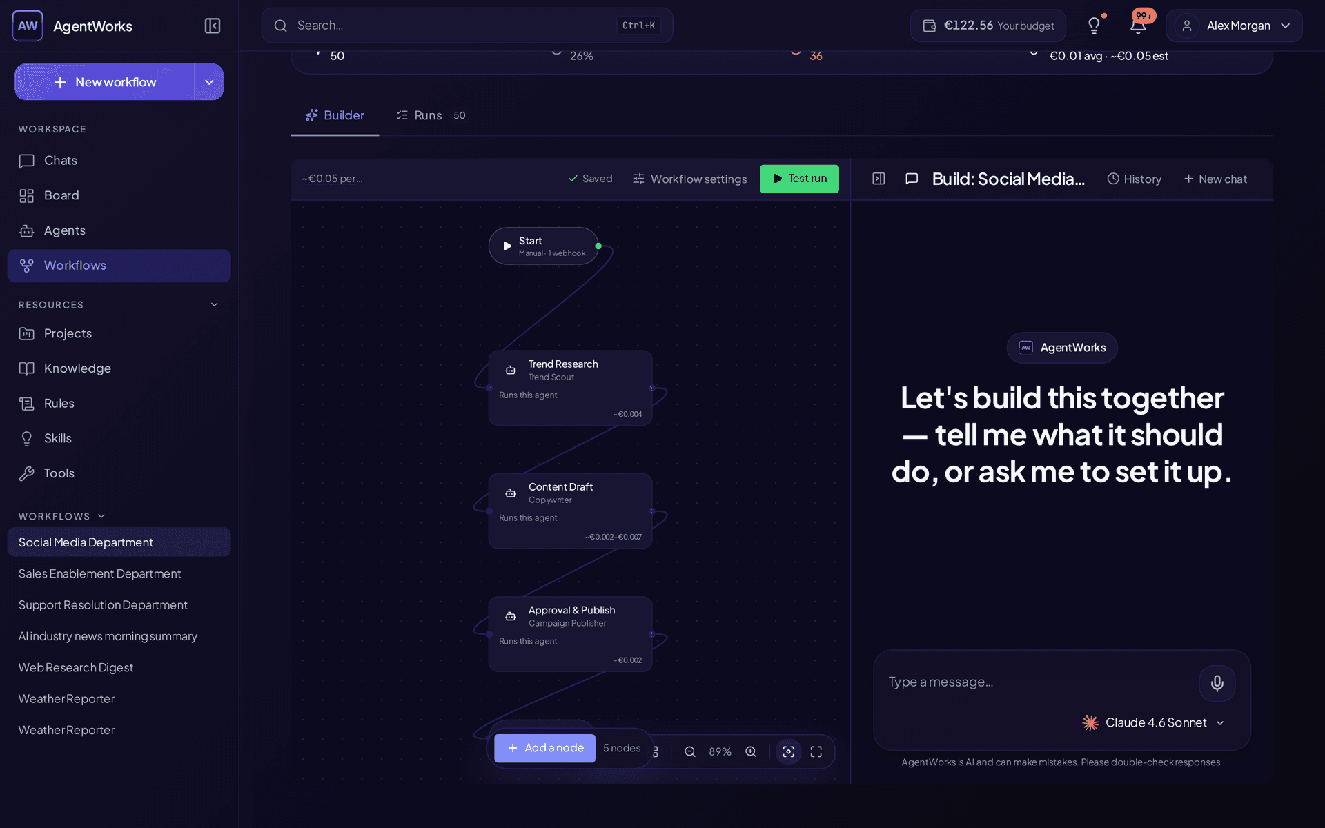 Multi-agent pipeline builder  -  steps and connections