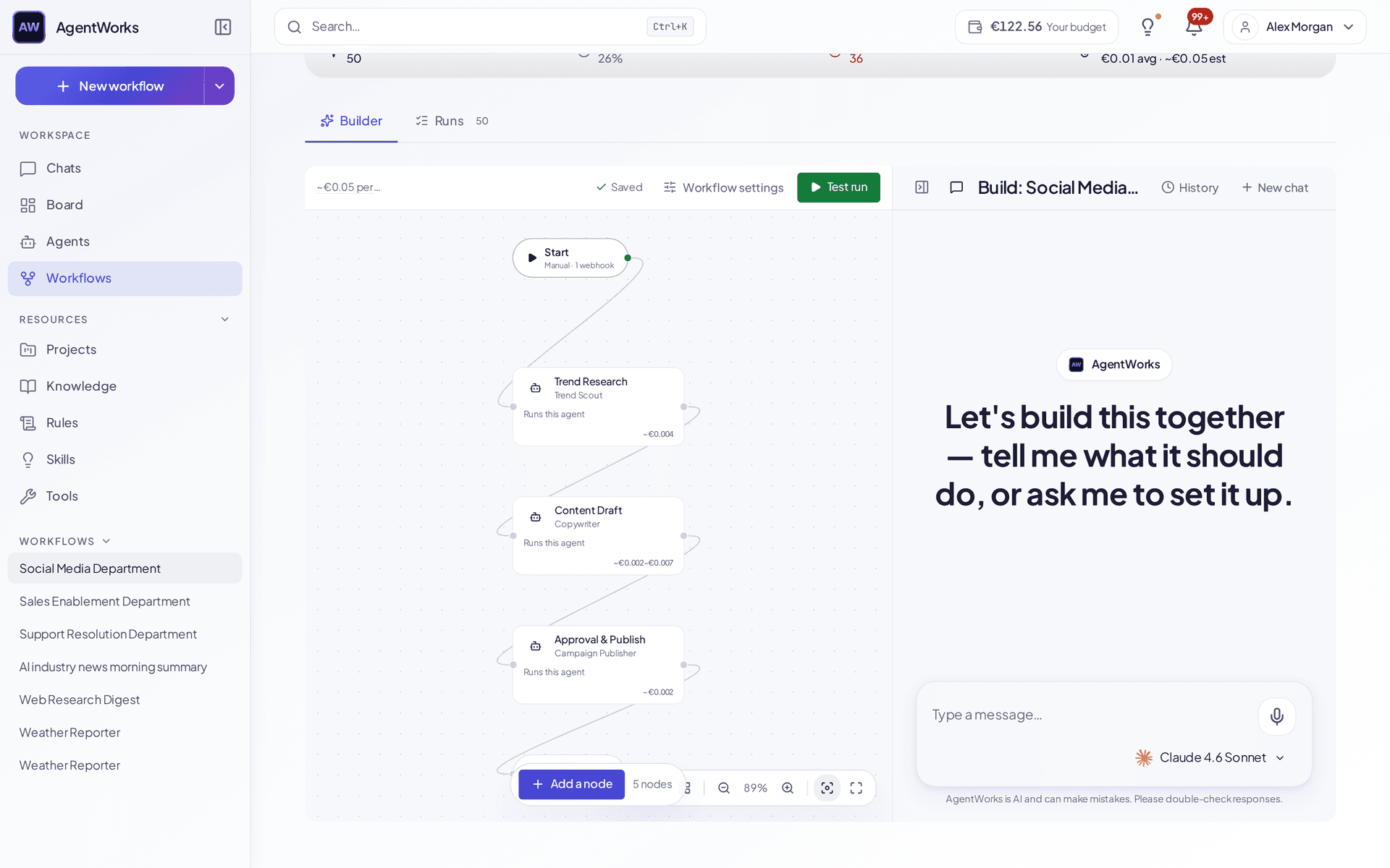 Multi-agent pipeline builder  -  steps and connections
